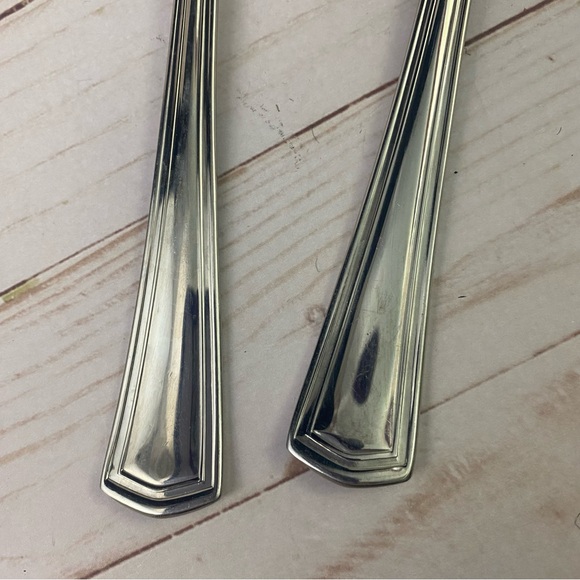 Reed Barton PALLADIAN 2 Pc Salad Serving Set Fork and Spoon Glossy Stainless - Picture 8 of 9